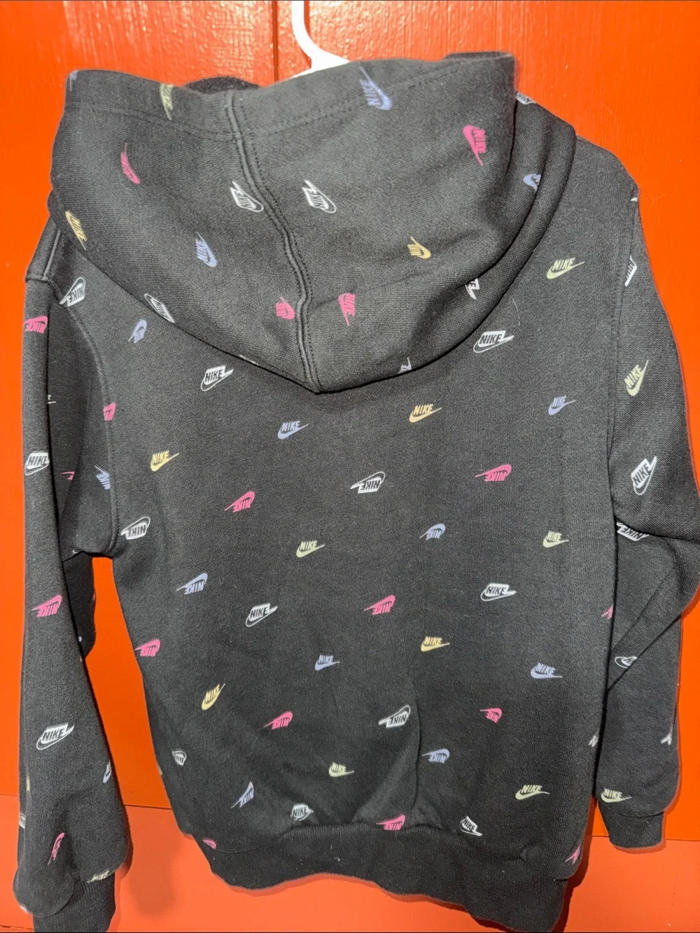 Nike Black Kids Hoodie with Multicolor Mini Swooshes